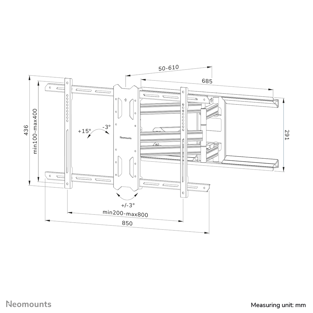 Neomounts WL40S-850BL18 Supporto TV a parete 43-86" - mobilità completa - installazione rapida